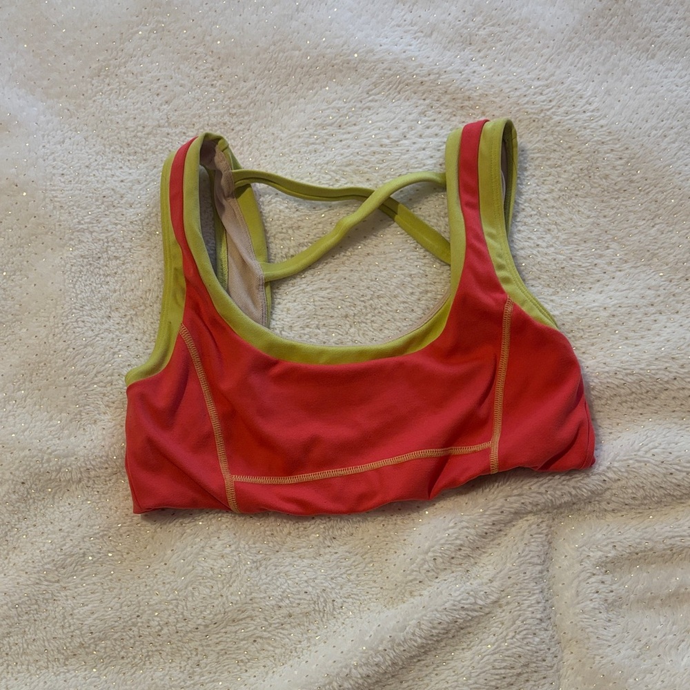 Coral and Green Sports Bra Jo&Jax